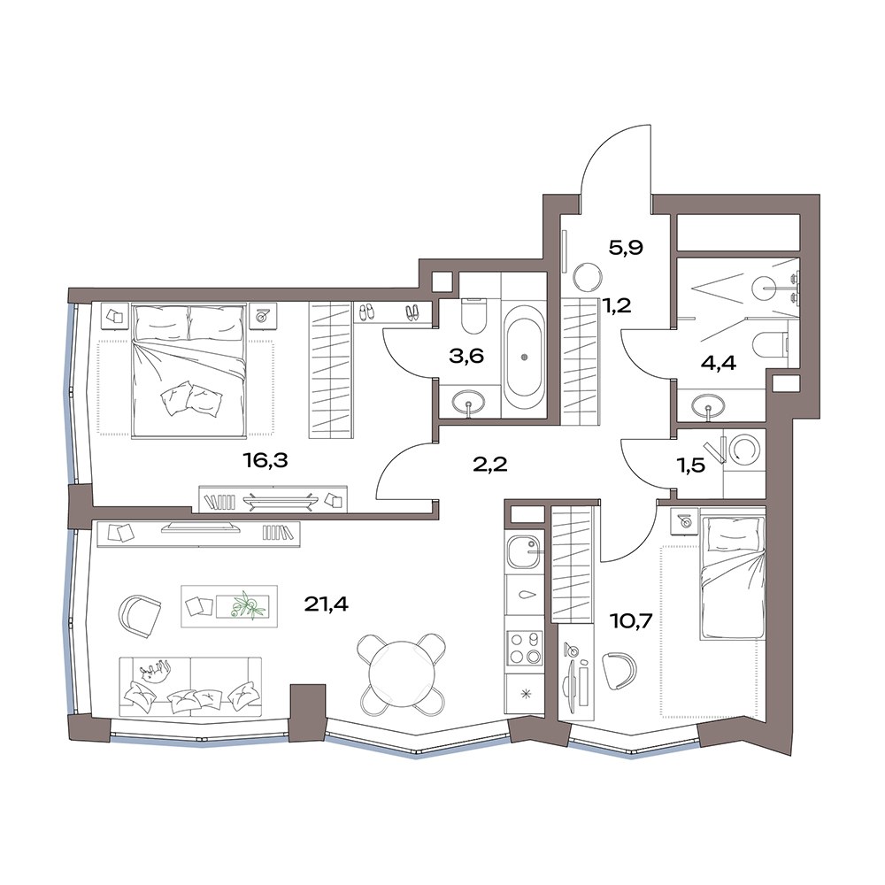 Планировка 67.4 м²