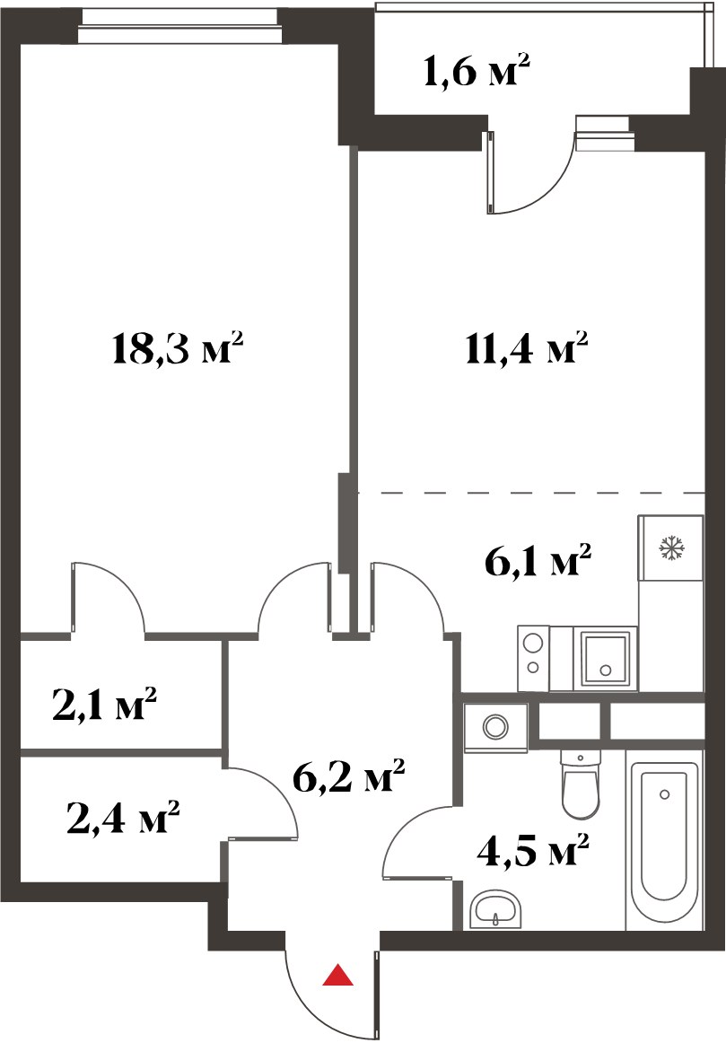Планировка 51.0 м²