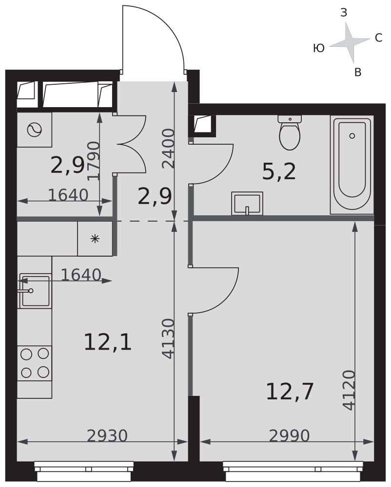 Планировка 35.8 м²