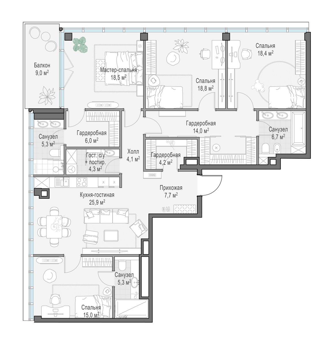 Планировка 158.3 м²
