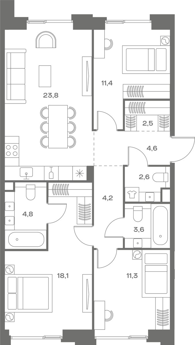 Планировка 86.9 м²