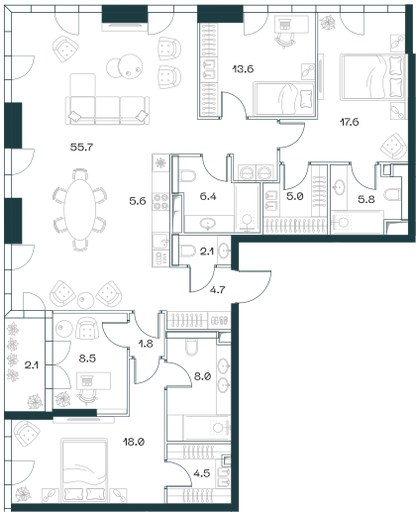 Планировка 160.8 м²