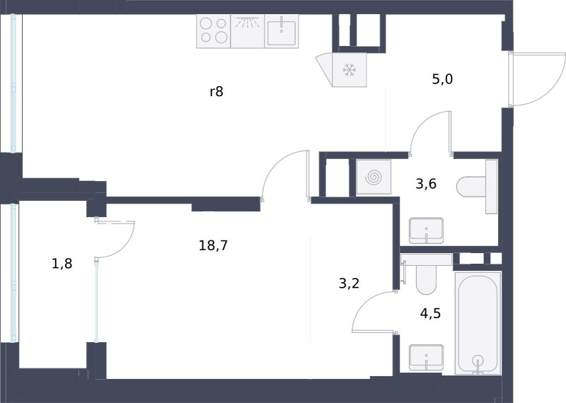 Планировка 47.8 м²