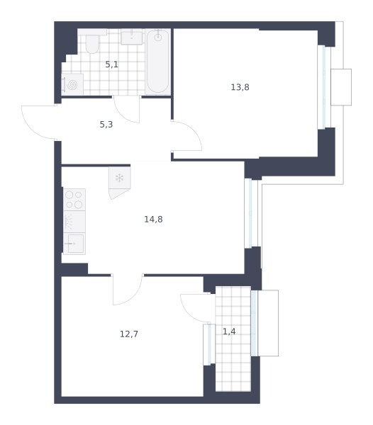 Планировка 53.1 м²