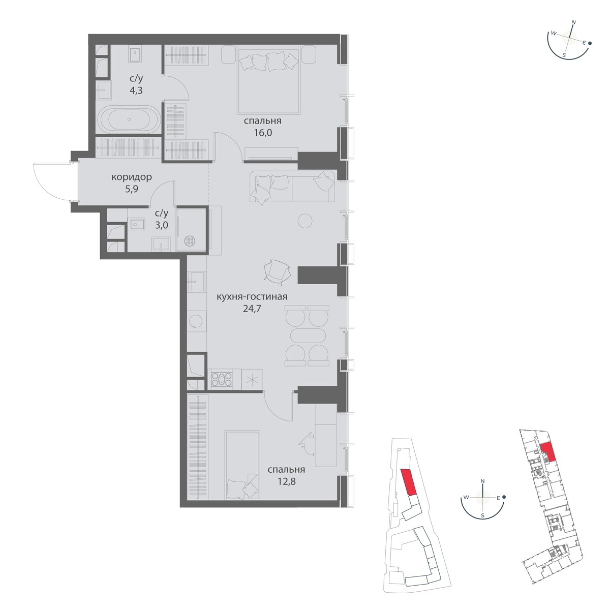Планировка 66.7 м²