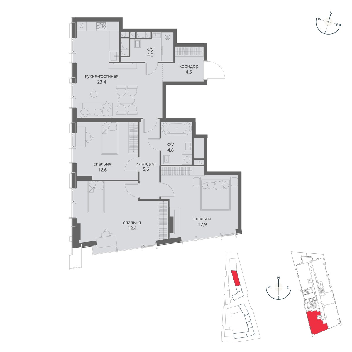 Планировка 91.4 м²