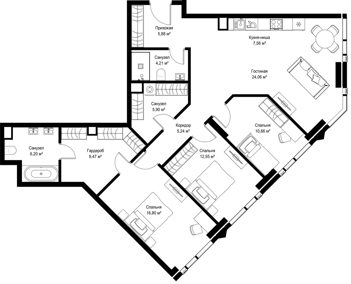 Планировка 108.53 м²