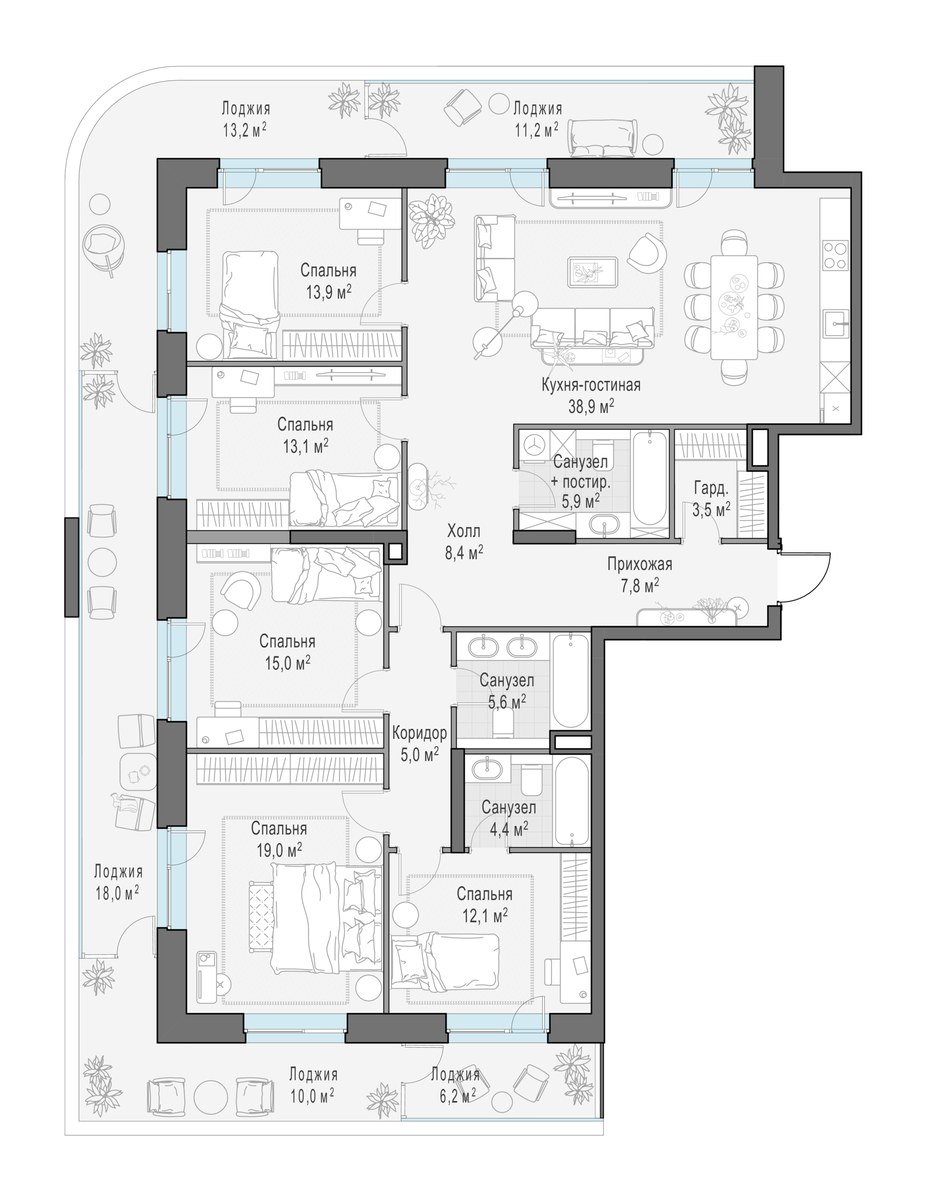 Планировка 183.8 м²