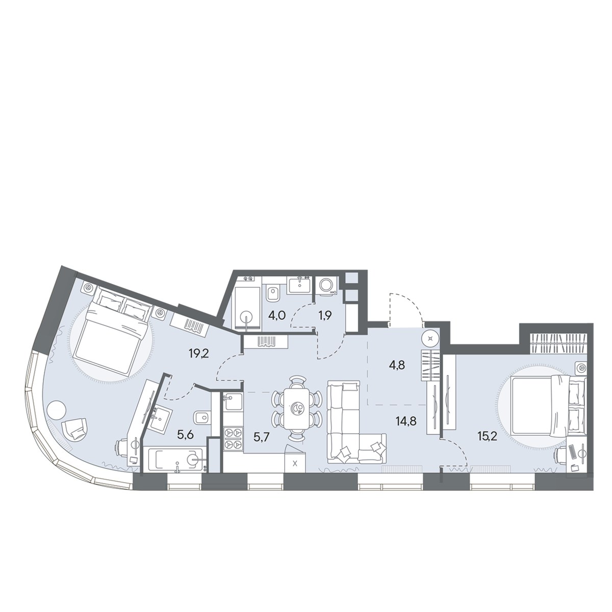 Планировка 72.2 м²