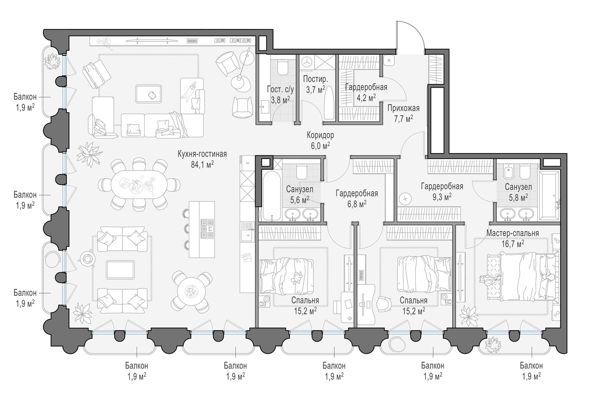 Планировка 186.8 м²