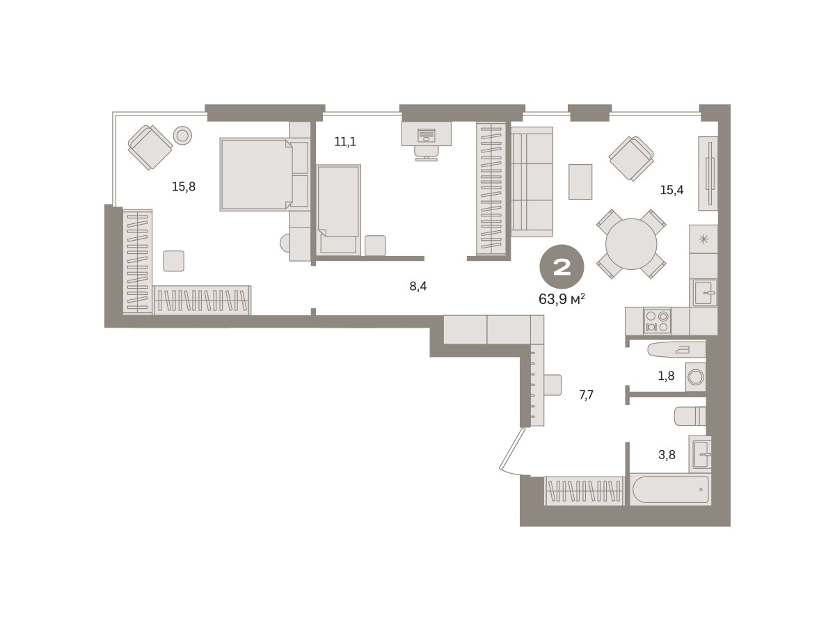 Планировка 63.94 м²