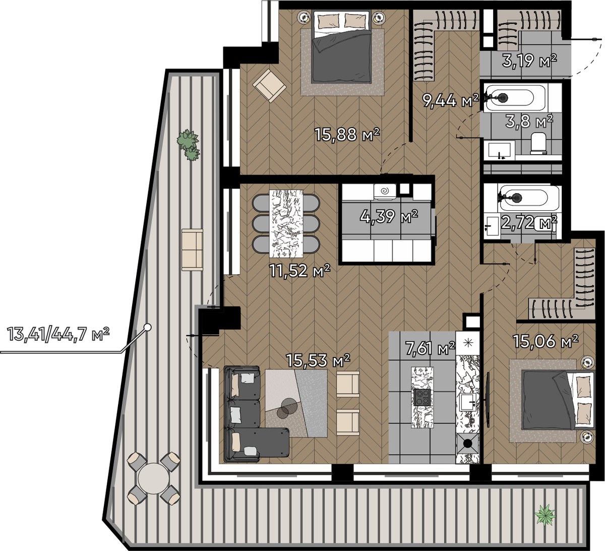 Планировка 102.55 м²