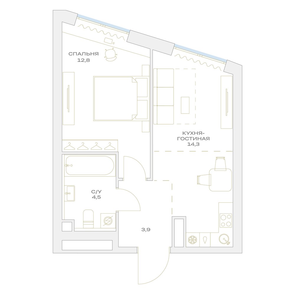 Планировка 35.4 м²