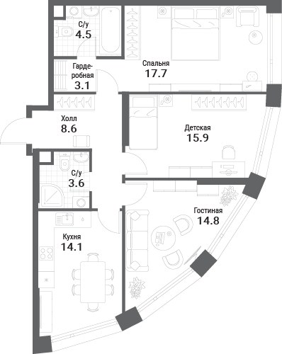 Планировка 82.3 м²
