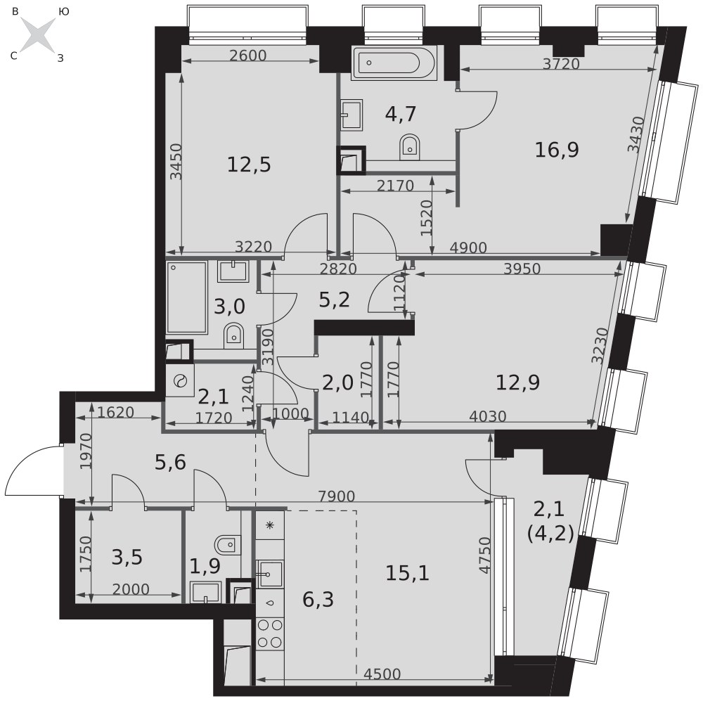 Планировка 93.8 м²
