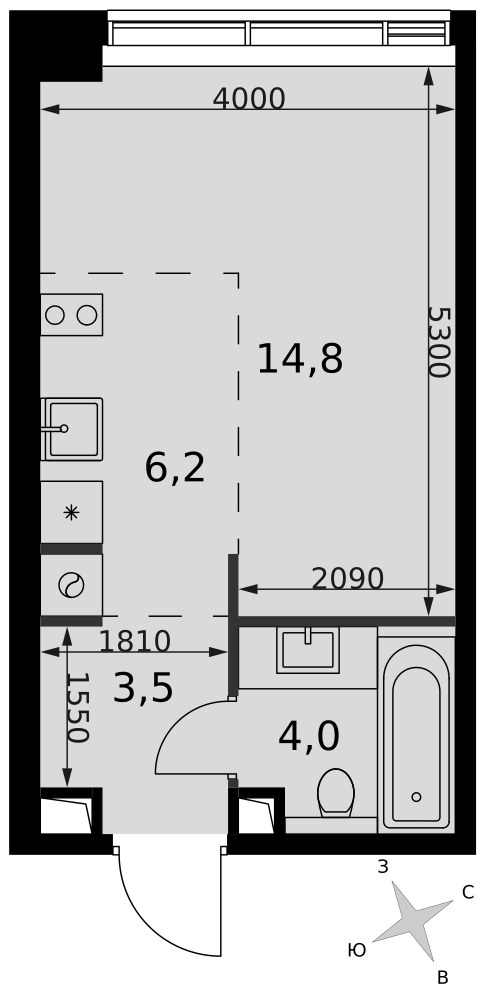 Планировка 28.5 м²