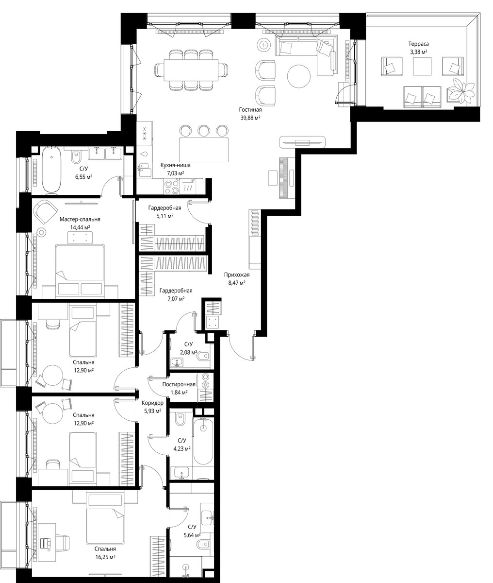 Планировка 153.7 м²