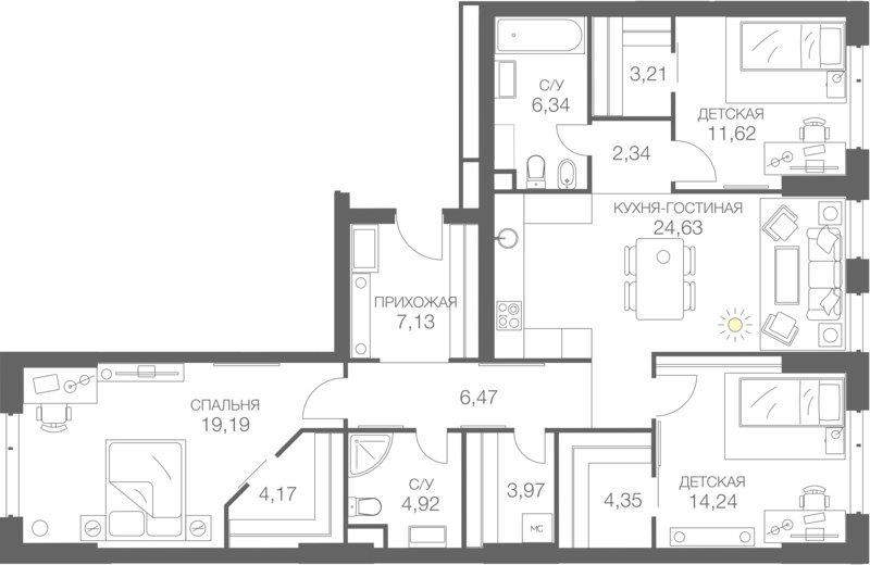 Планировка 112.8 м²