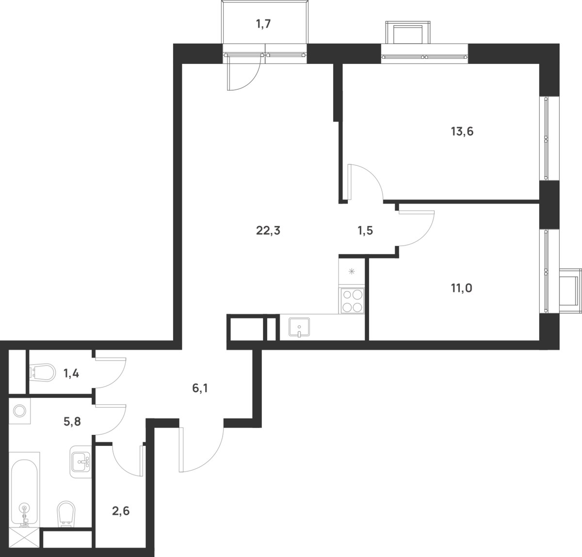 Планировка 64.8 м²