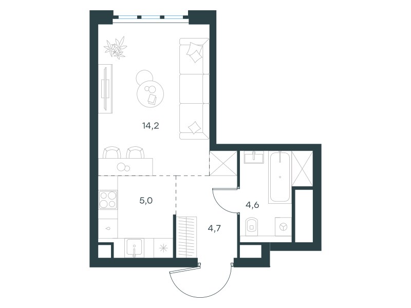 Планировка 28.5 м²