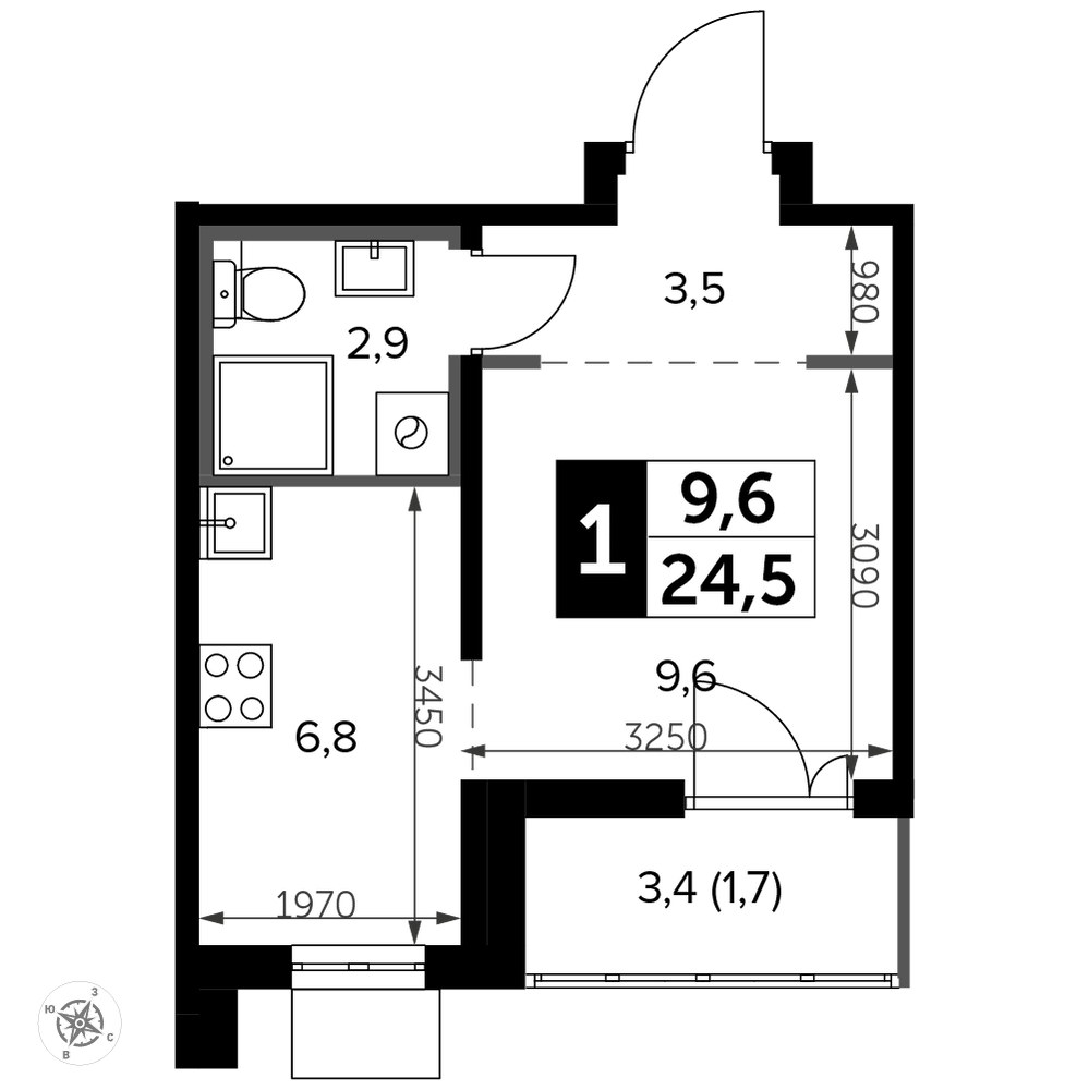 Планировка 25.2 м²