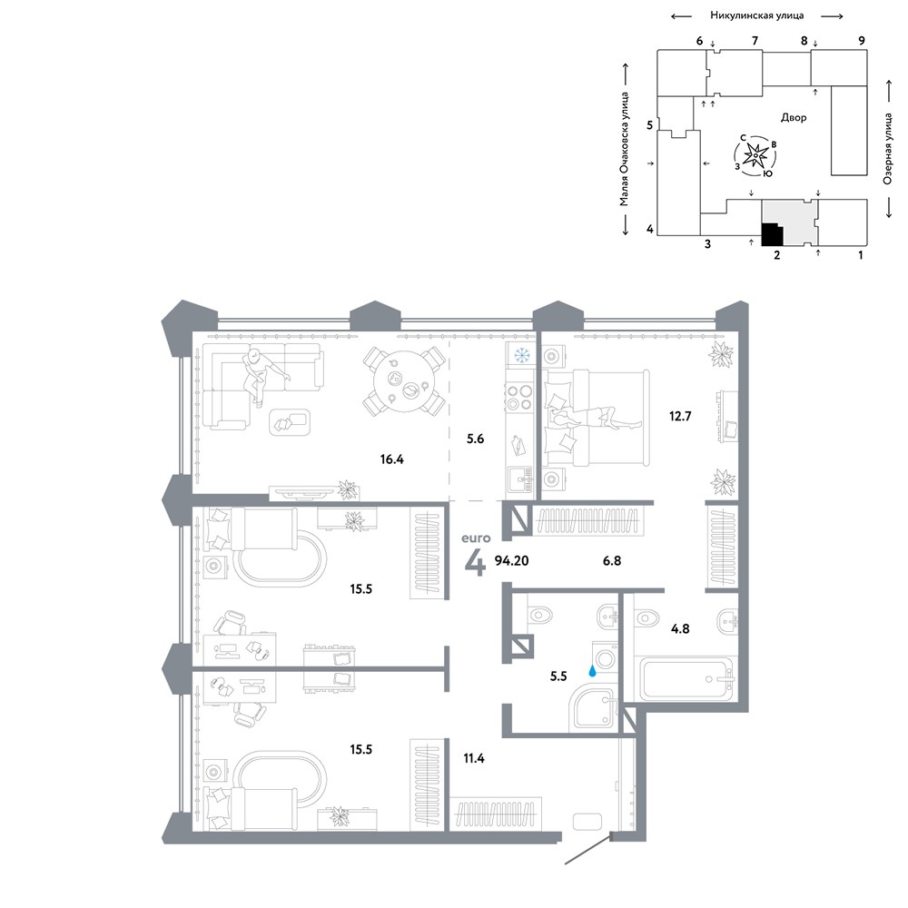 Планировка 94.2 м²