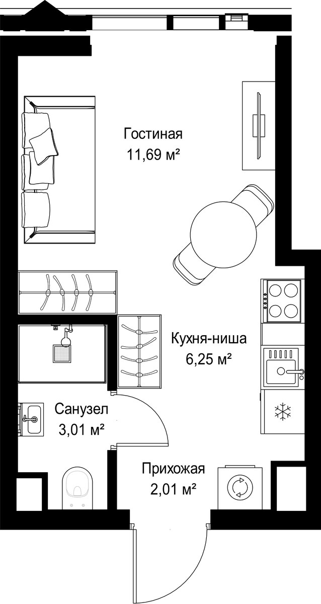 Планировка 22.96 м²