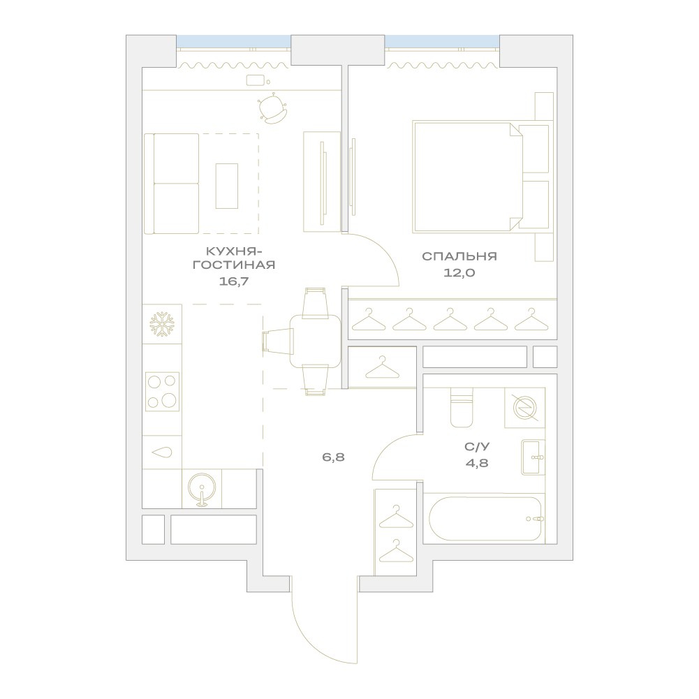 Планировка 41.2 м²