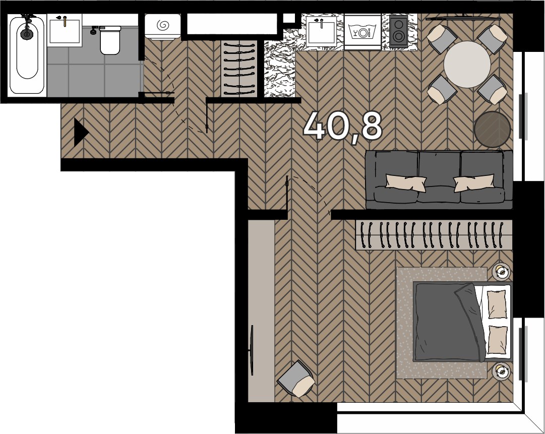 Планировка 40.8 м²