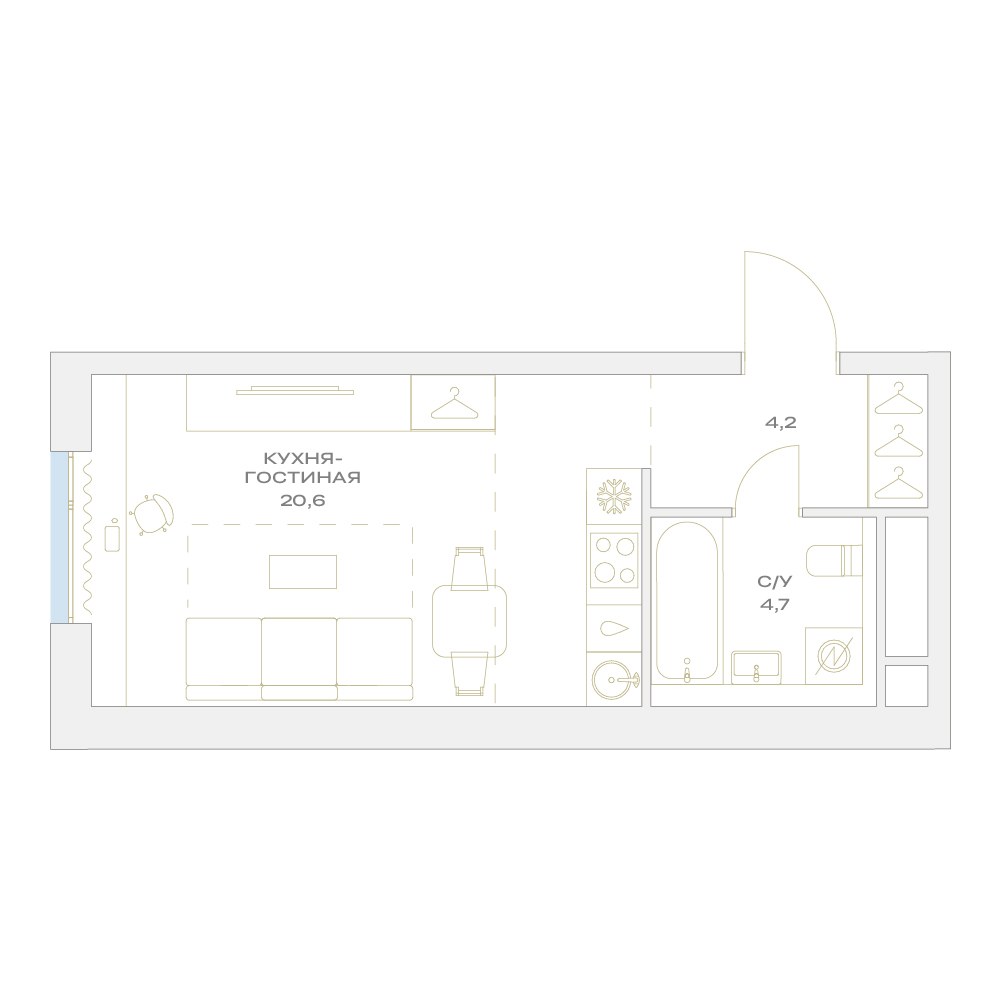 Планировка 29.5 м²