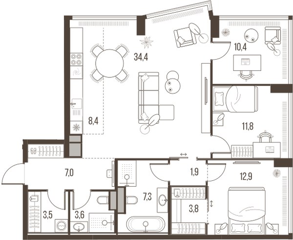 Планировка 105.1 м²
