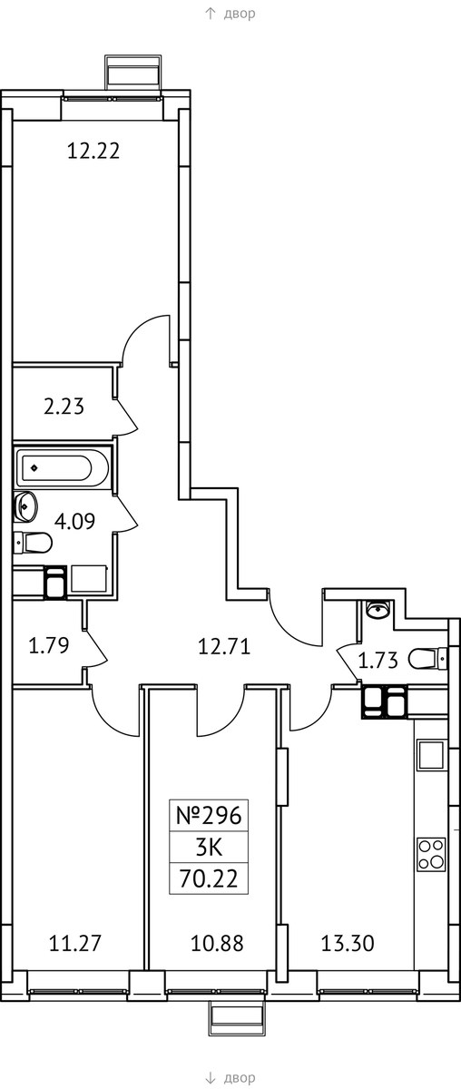 Планировка 70.22 м²