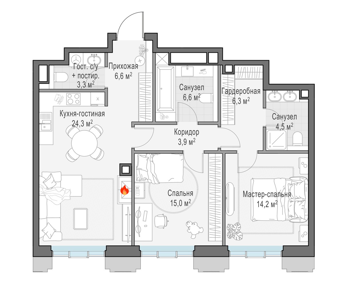 Планировка 84.7 м²