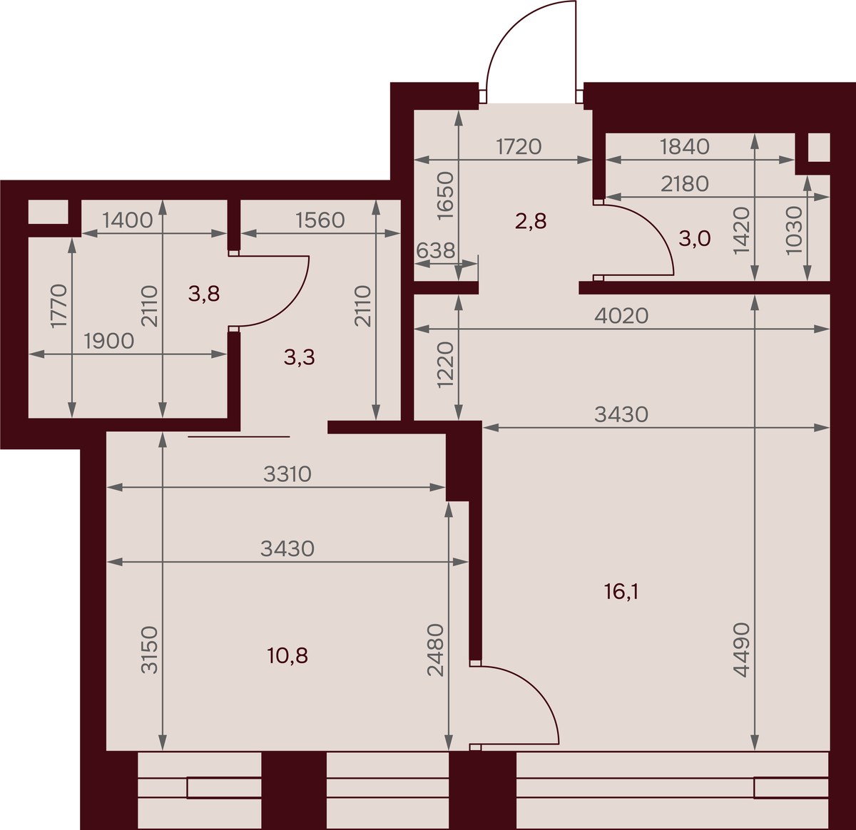 Планировка 39.3 м²