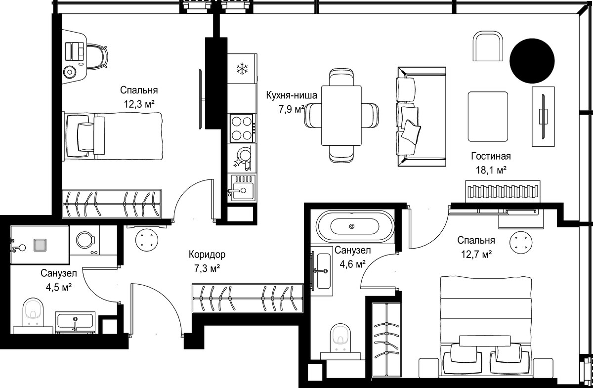 Планировка 67.4 м²