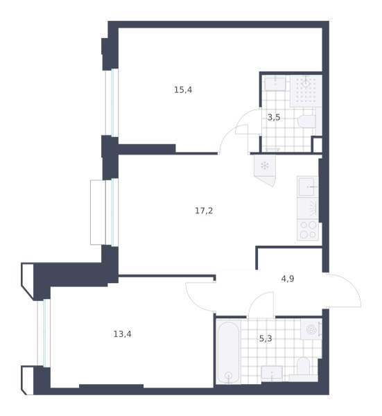 Планировка 59.7 м²