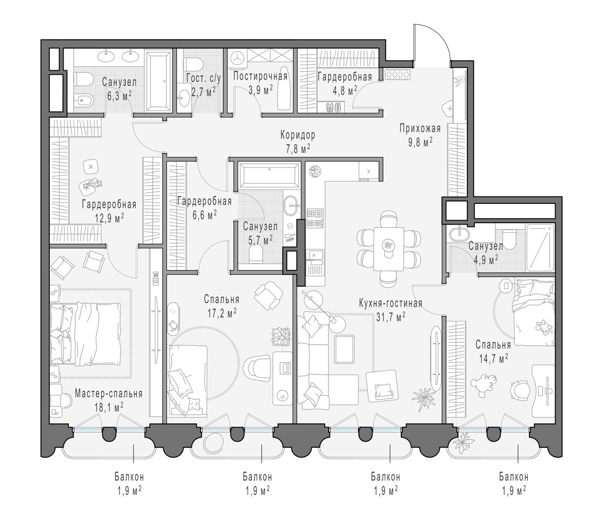 Планировка 149.5 м²