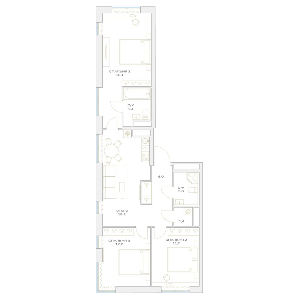 Планировка 76.3 м²