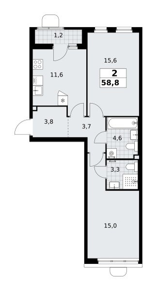Планировка 58.8 м²
