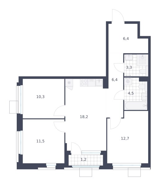 Планировка 74.5 м²