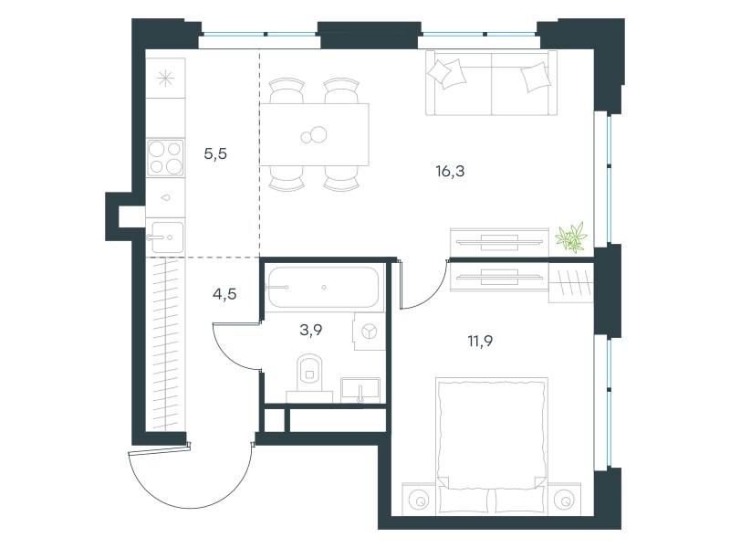 Планировка 42.1 м²