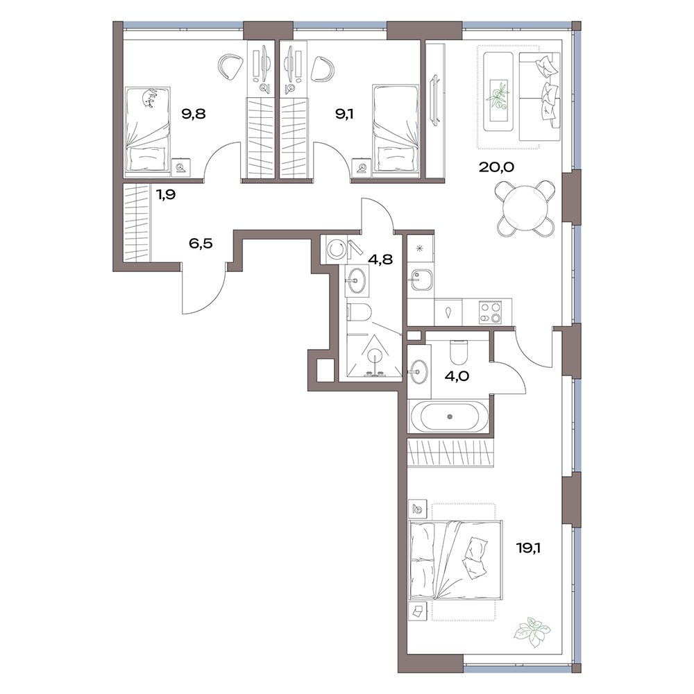 Планировка 75.2 м²
