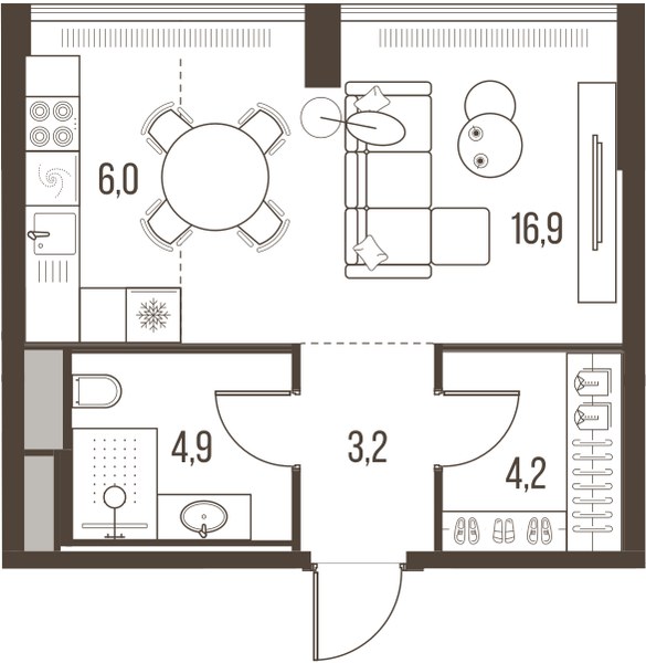 Планировка 35.2 м²