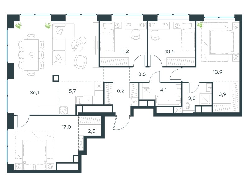 Планировка 118.6 м²
