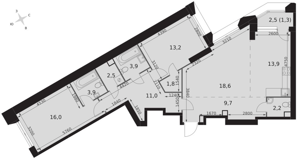 Планировка 98.0 м²