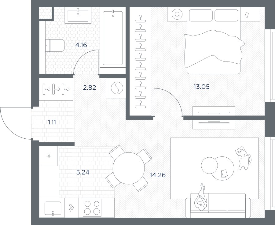 Планировка 40.64 м²