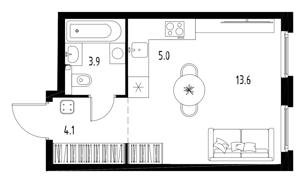 Планировка 26.7 м²