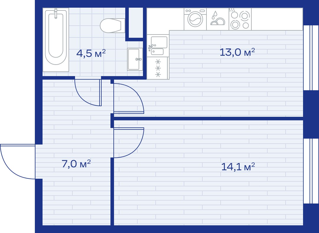 Планировка 39.0 м²