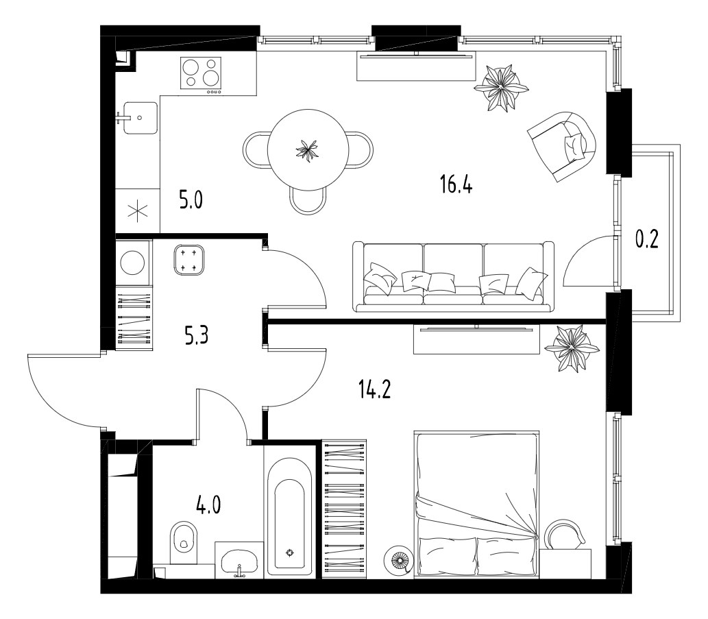 Планировка 44.7 м²