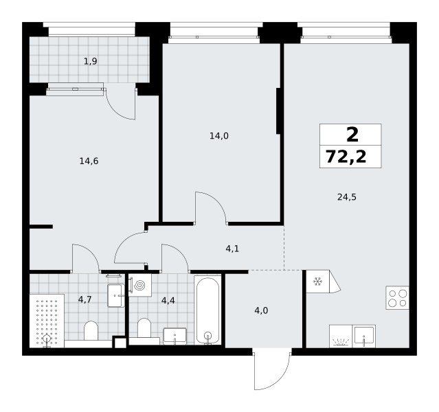 Планировка 72.2 м²